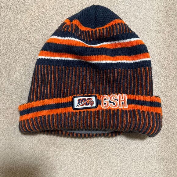 NFL Chicago bears Beanie Unisex New Era Knit Cuff Sports Adult Orange and Black - Picture 2 of 5